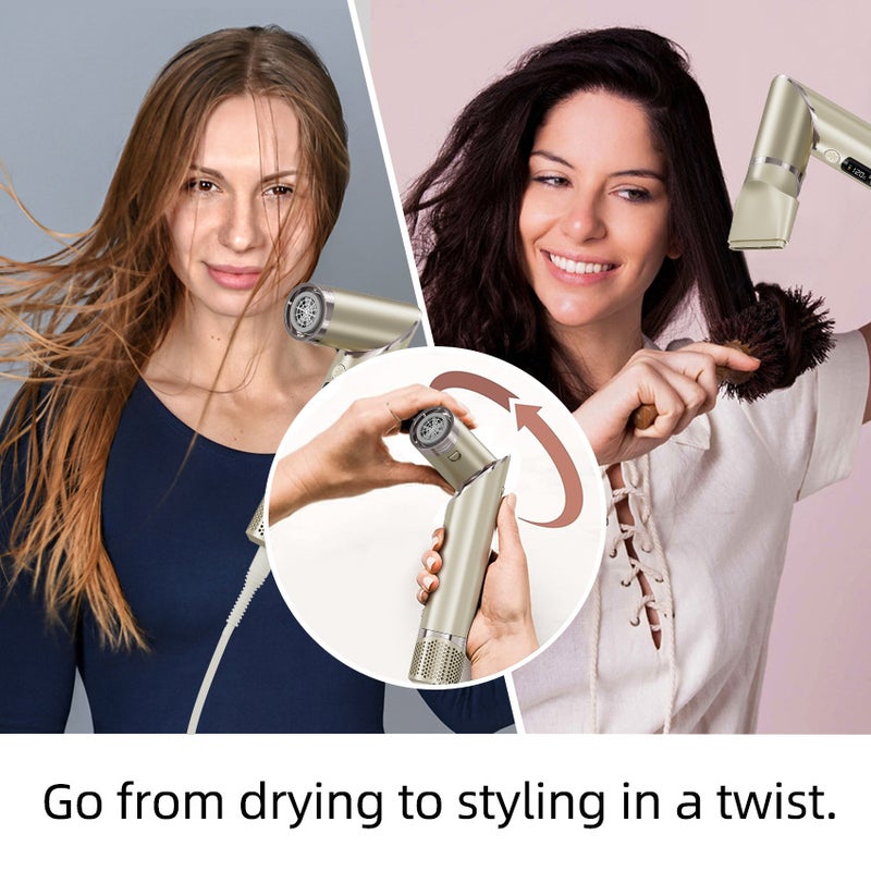 8-in-1 High-Speed Hair Dryer & Styling Brush Combo, 1300W-1400W, Negative Ions, Foldable - Image 2