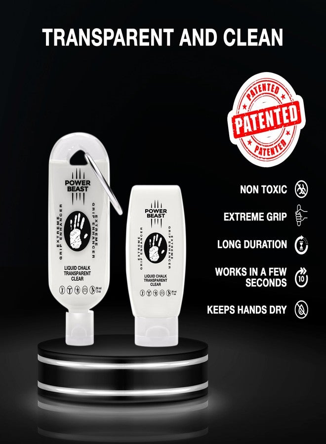 POWER BEAST, Clear Liquid Chalk, Non Sticky Grip Enhancer, Dry Hands, Transparent Liquid Chalk, Anti-Slip Solution, Dry Grip for Tennis, Golf, Pole Dancing, Gaming, and All Sports (59+30ML) - Image 2