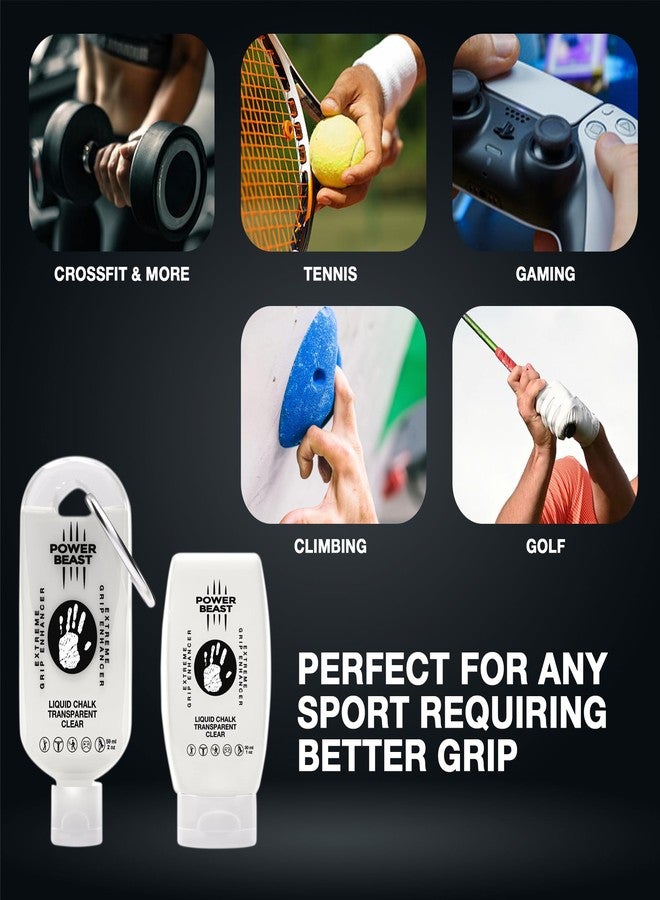 POWER BEAST, Clear Liquid Chalk, Non Sticky Grip Enhancer, Dry Hands, Transparent Liquid Chalk, Anti-Slip Solution, Dry Grip for Tennis, Golf, Pole Dancing, Gaming, and All Sports (59+30ML) - Image 4