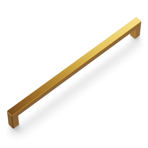 Hickory Hardware Solid Core Kitchen Cabinet Pulls, Luxury Cabinet Handles, Hardware for Doors & Dresser Drawers, 8-13/16 Inch (224mm) Hole Center, Brushed Golden Brass, Skylight Collection(Pack of 1) - Image 2