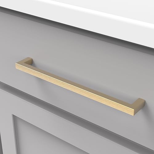 Hickory Hardware Solid Core Kitchen Cabinet Pulls, Luxury Cabinet Handles, Hardware for Doors & Dresser Drawers, 8-13/16 Inch (224mm) Hole Center, Brushed Golden Brass, Skylight Collection(Pack of 1) - Image 4