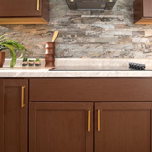 Hickory Hardware Solid Core Kitchen Cabinet Pulls, Luxury Cabinet Handles, Hardware for Doors & Dresser Drawers, 8-13/16 Inch (224mm) Hole Center, Brushed Golden Brass, Skylight Collection(Pack of 1) - Image 5