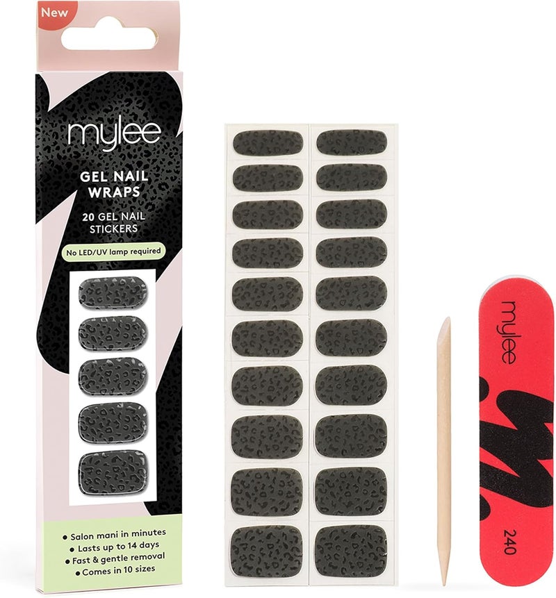 Mylee Gel Nail Wraps Wild at Heart 10 PreCured Gel Stickers for Instant Mani No Lamp Needed ChipResistant Glossy Finish Lasts Up to 14 Days Easy to Apply Vegan CrueltyFree