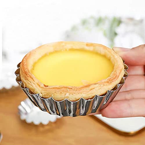 Dicunoy 30 PCS Egg Tart Mold for Baking, 3.8 Inch Stainless Steel Mini Tart Tin Pans, Ensaymada Molder Filipino, Pie Tartlet Cupcake Cake Muffin Mold - Image 4
