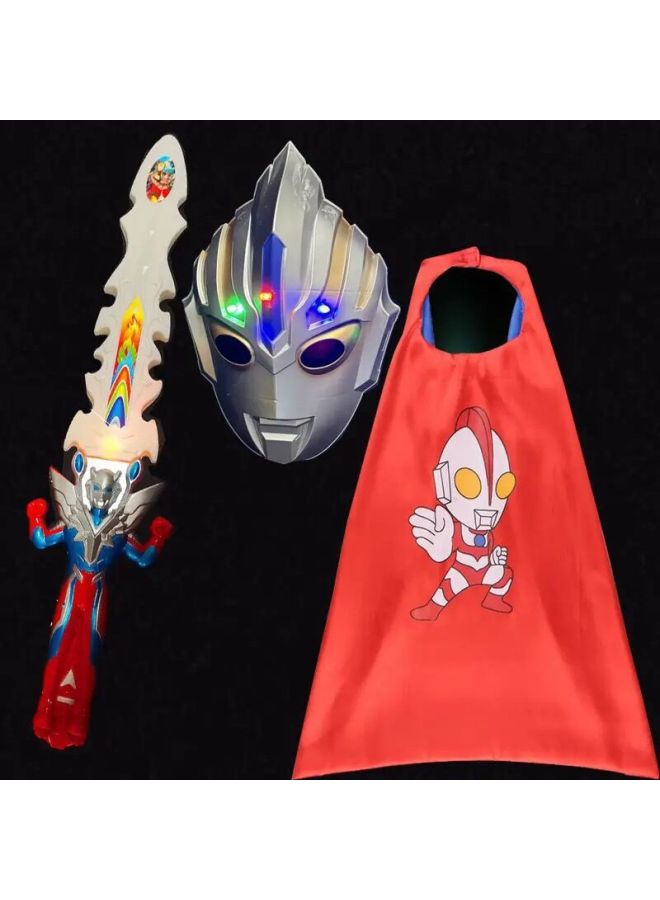 Luminous Ultraman Mask Sword Cloak Set Degas Cello Orb Ultraman Mask Ultraman Sound And Light Sword-Color:Luminous Orb Altman 3-piece Set - Image 1