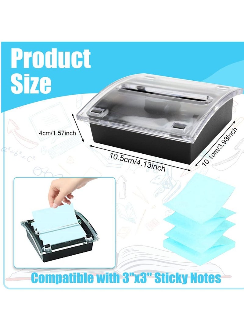 , 2pcs Pop-up Sticky Note Boxes, Black Base Clear Top Sticky Notes Container, Plastics Box for Office, Hospital, Store - Image 2