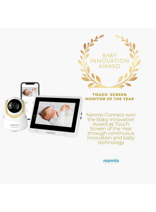 nannio-Connect 5'' Touchscreen Smart Baby Monitor, HD WiFi Camera, Clear Night Vision, Temp. Sensor, Fully Remote Pan Tilt Zoom, 2-Way Audio, Free Smart Phone App, Works with iOS, Android, Ideal Gift