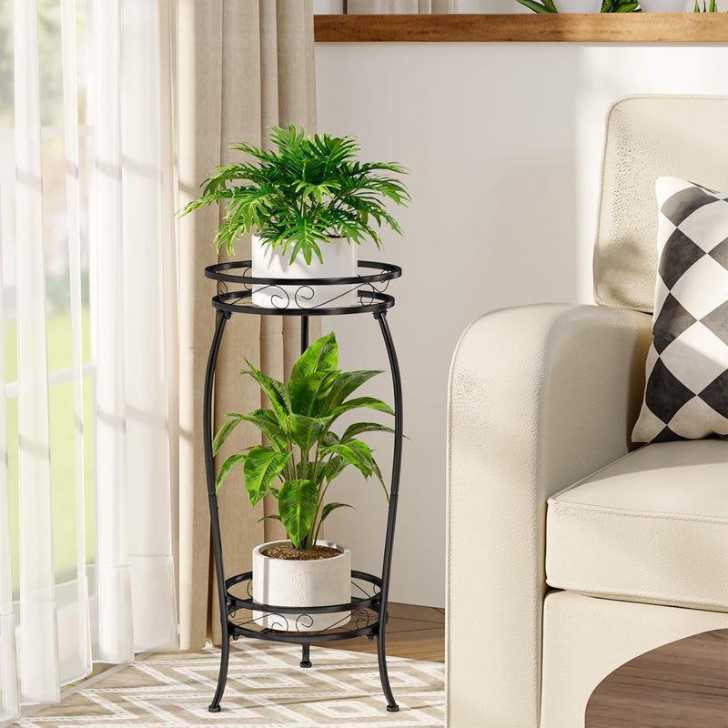 Bamworld 2 Tier Metal Plant Stand Indoor Outdoor, 27 Inch Tall Flower Pot Stands for Multiple Plants, Corner Heavy Duty Plant Shelf for Patio Garden Balcony Living Room Bedroom Eid al-Adha - Image 2