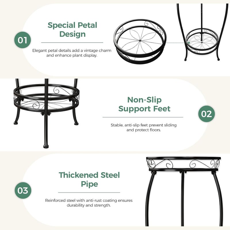 Bamworld 2 Tier Metal Plant Stand Indoor Outdoor, 27 Inch Tall Flower Pot Stands for Multiple Plants, Corner Heavy Duty Plant Shelf for Patio Garden Balcony Living Room Bedroom Eid al-Adha - Image 5