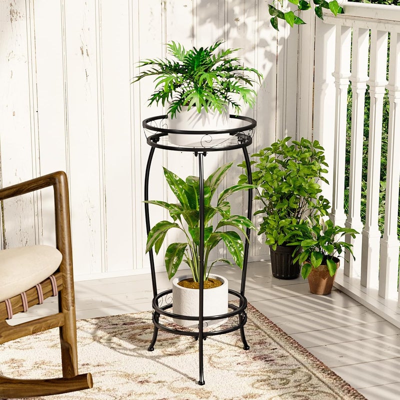 Bamworld 2 Tier Metal Plant Stand Indoor Outdoor, 27 Inch Tall Flower Pot Stands for Multiple Plants, Corner Heavy Duty Plant Shelf for Patio Garden Balcony Living Room Bedroom Eid al-Adha - Image 1