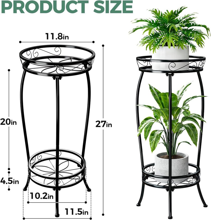 Bamworld 2 Tier Metal Plant Stand Indoor Outdoor, 27 Inch Tall Flower Pot Stands for Multiple Plants, Corner Heavy Duty Plant Shelf for Patio Garden Balcony Living Room Bedroom Eid al-Adha - Image 4