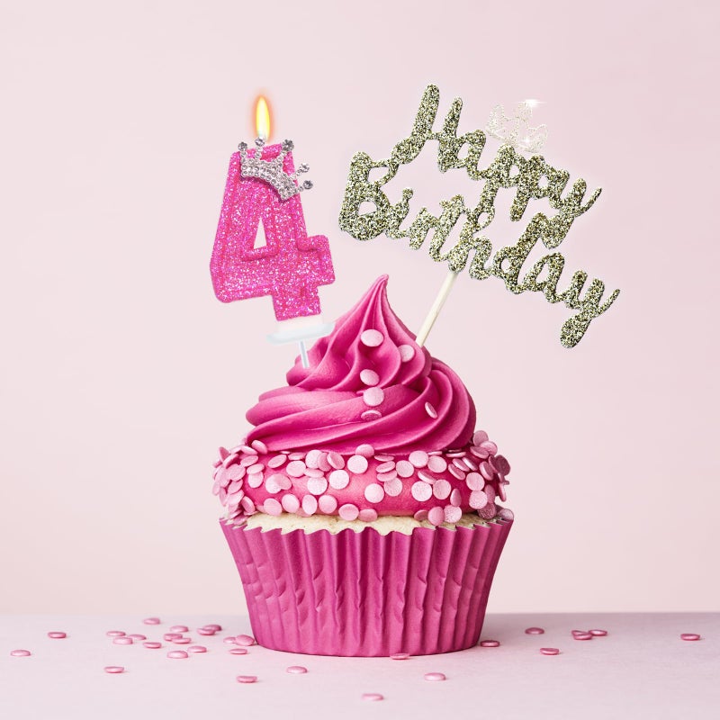 ElekFX Birthday Candle for Cake, Crown Rose Number Cake Candles, 2.76 inch Number Happy Birthday Candle, Cake Topper Decoration for Birthday Party (Number 4) - Image 3