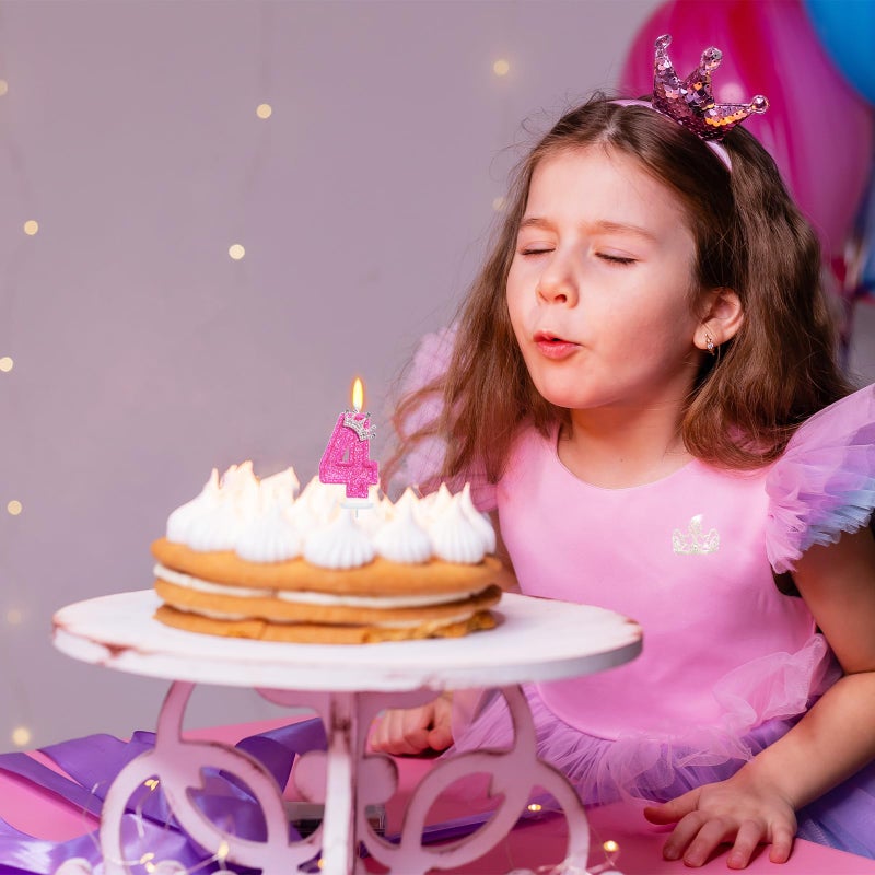 ElekFX Birthday Candle for Cake, Crown Rose Number Cake Candles, 2.76 inch Number Happy Birthday Candle, Cake Topper Decoration for Birthday Party (Number 4) - Image 5