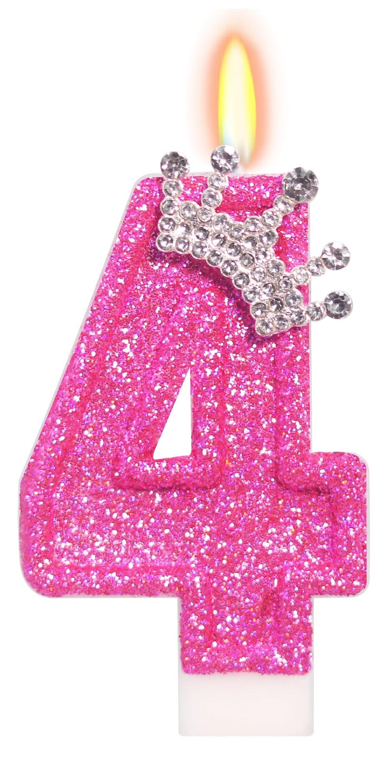 ElekFX Birthday Candle for Cake, Crown Rose Number Cake Candles, 2.76 inch Number Happy Birthday Candle, Cake Topper Decoration for Birthday Party (Number 4) - Image 1
