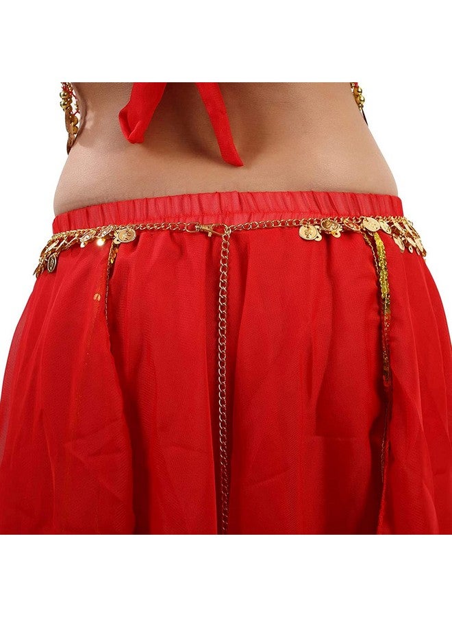 VRITRAZ Women's Belly Dance Tower Shape Metal Hip Scarf (Gold) - Image 3