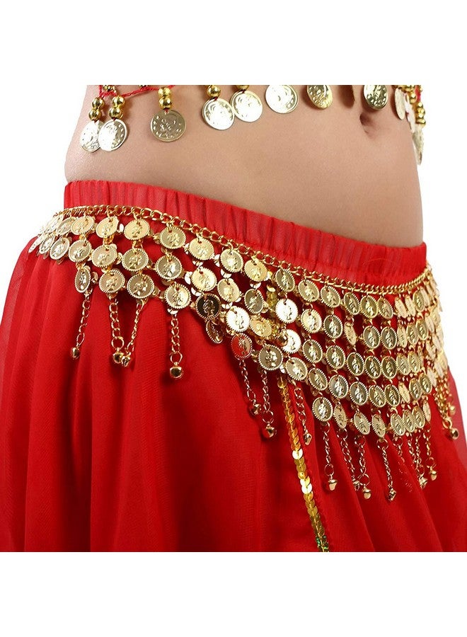 VRITRAZ Women's Belly Dance Tower Shape Metal Hip Scarf (Gold) - Image 2