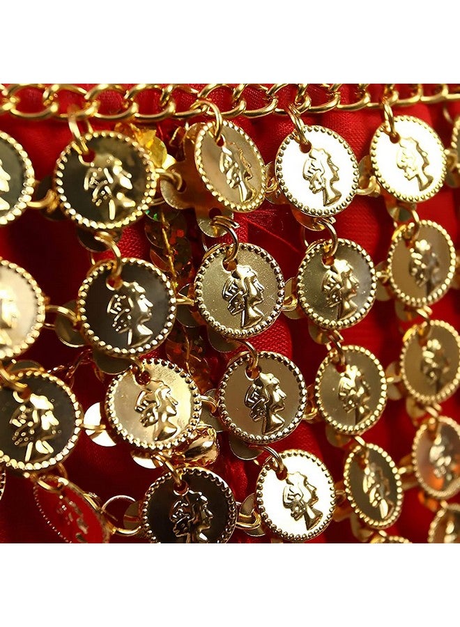 VRITRAZ Women's Belly Dance Tower Shape Metal Hip Scarf (Gold) - Image 4