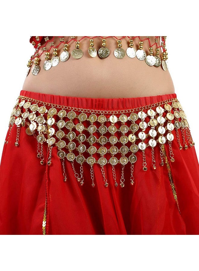 VRITRAZ Women's Belly Dance Tower Shape Metal Hip Scarf (Gold) - Image 1