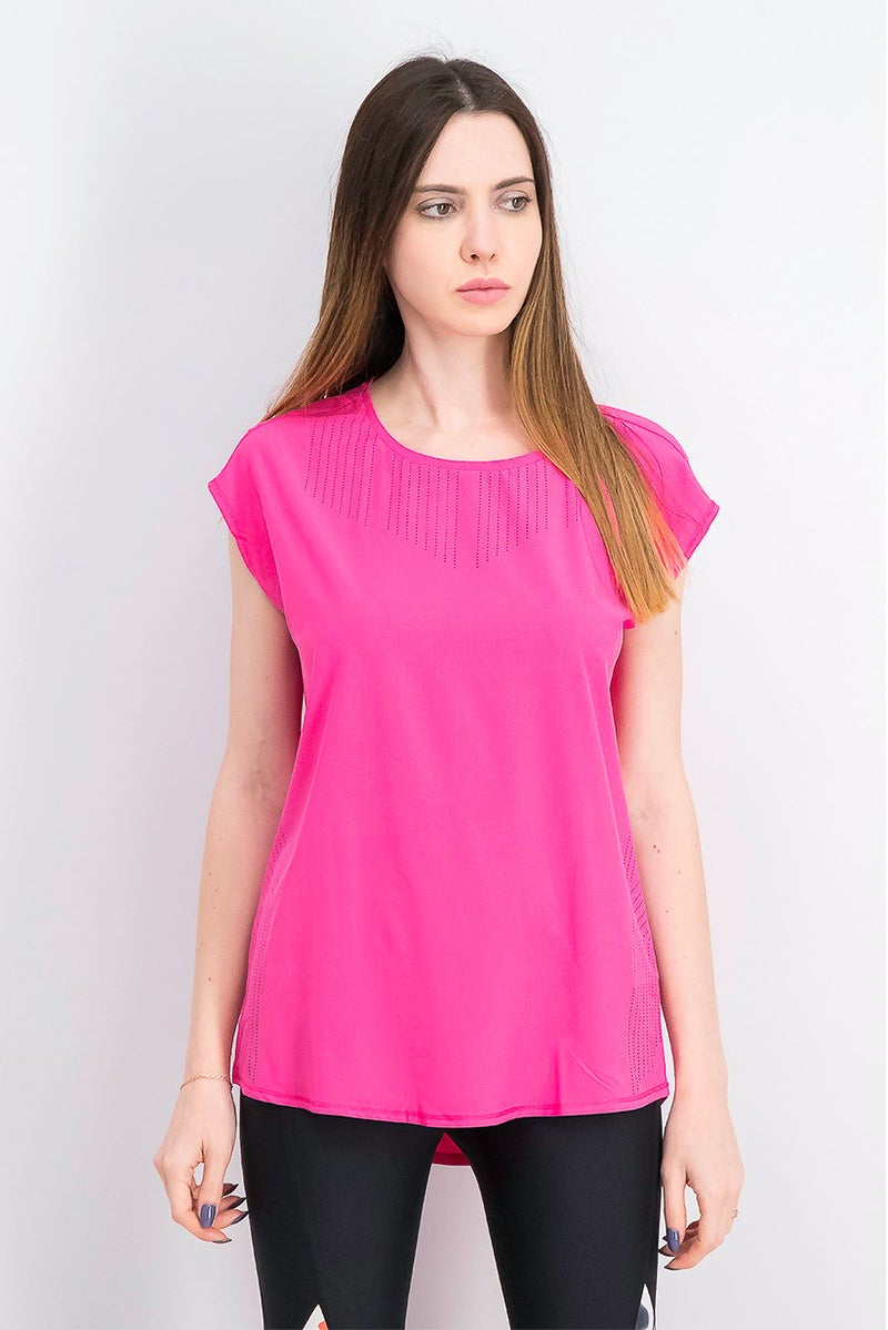 Tchibo تي شيرت رياضي نسائي قصير الأكمام في الهواء الطلق، وردي - Image 1