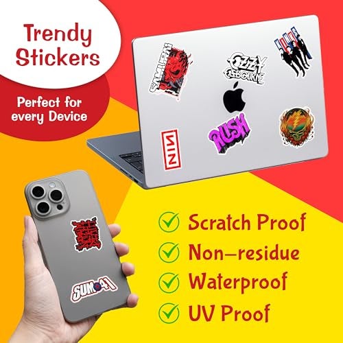CodersParadise - Pack of 49 Classic Legendary Rock Band Vinyl Stickers for Laptop, Journal, Guitar, Mobile Phone - Waterproof Residue Free Multicolor Stickers - 3 Inches for Metal, Glass, Wooden - Image 3