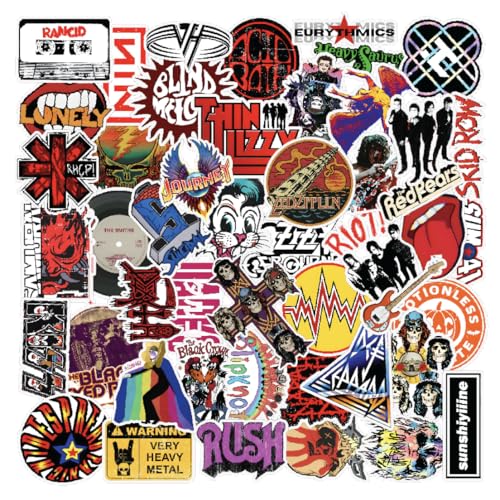CodersParadise - Pack of 49 Classic Legendary Rock Band Vinyl Stickers for Laptop, Journal, Guitar, Mobile Phone - Waterproof Residue Free Multicolor Stickers - 3 Inches for Metal, Glass, Wooden - Image 1