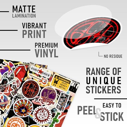 CodersParadise - Pack of 49 Classic Legendary Rock Band Vinyl Stickers for Laptop, Journal, Guitar, Mobile Phone - Waterproof Residue Free Multicolor Stickers - 3 Inches for Metal, Glass, Wooden - Image 5
