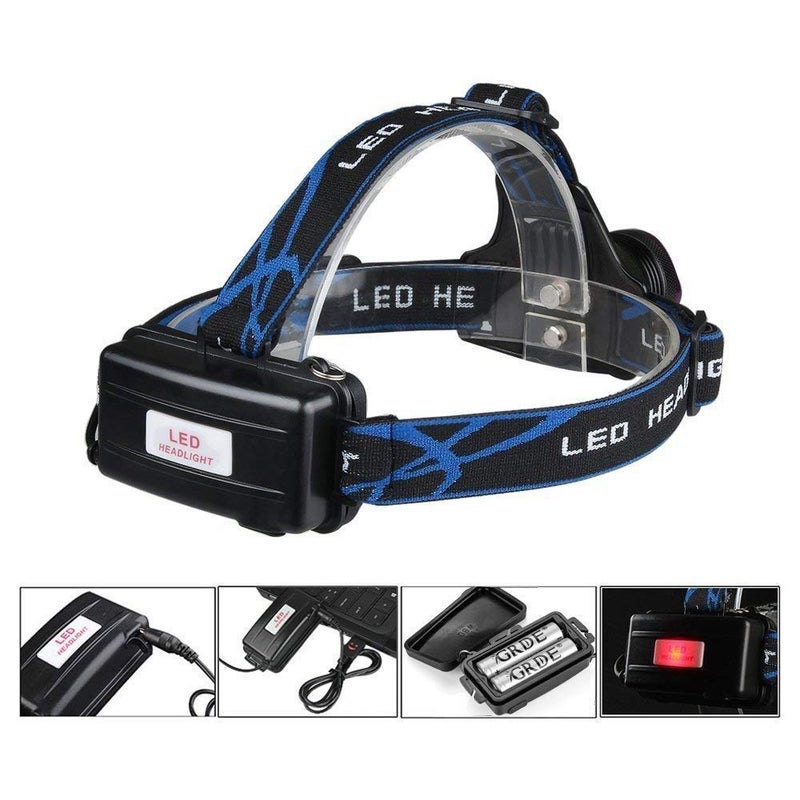 MOHAK MOHAK Super Bright Rechargeable and Zoomable Head Torch HandsFree Head Flashlight LED Lamp Adjustable Straps Spotlight for Camping Fishing Running Cycling - Image 4