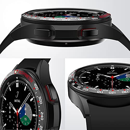 Baihui Bezel Accessories Compatible Galaxy Watch 3 45mm Bezel, Stainless Steel Bezel Ring Adhesive Cover Anti Scratch Protection Cover for Galaxy Watch 4 Classic 46mm Bezel - Black - Image 2