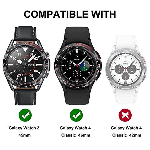 Baihui Bezel Accessories Compatible Galaxy Watch 3 45mm Bezel, Stainless Steel Bezel Ring Adhesive Cover Anti Scratch Protection Cover for Galaxy Watch 4 Classic 46mm Bezel - Black - Image 4