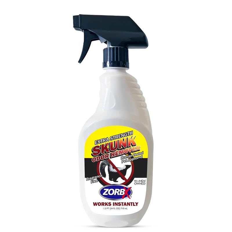 ZORBX Unscented Skunk Odor Remover Spray 24 FL Oz – Fast Acting Skunk Smell Removal - Extra Strength Pet Skunk Odor Remover for Dogs, House, Car, Clothes & Furniture - Image 1