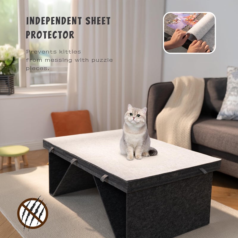 Tektalk Felt Jigsaw Puzzle Board with 5 Colored Drawers, Portable Puzzle Table for Adults, Super Lightweight Plateau with Cover, Storing for 1500, 1000, 500 Jigsaw Puzzle Pieces (Dark Gray) - Image 4