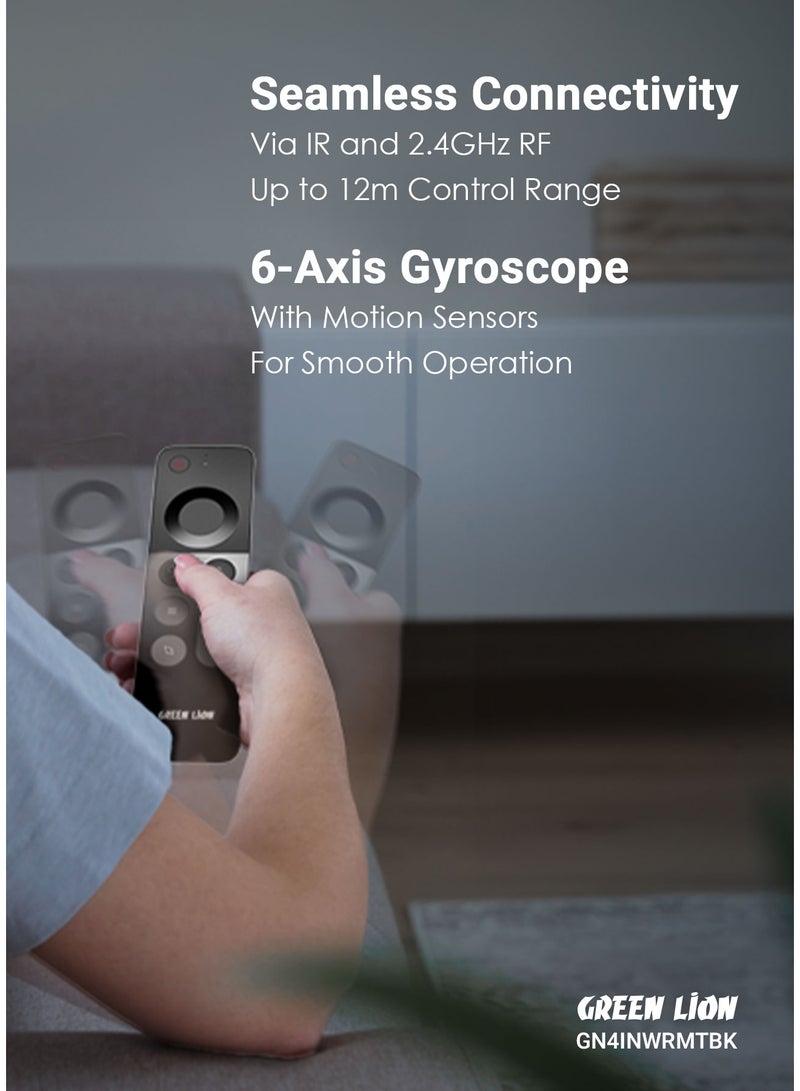 GREEN LION 4 in 1 Wireless Remote with Wireless Keyboard / Air mouse / IR Remote / Voice control / 12m Control Range / 20 Days Working Time / ABS Material / 1200 DPI / 58 Keys / Type-C Charging Port - Black - Image 3