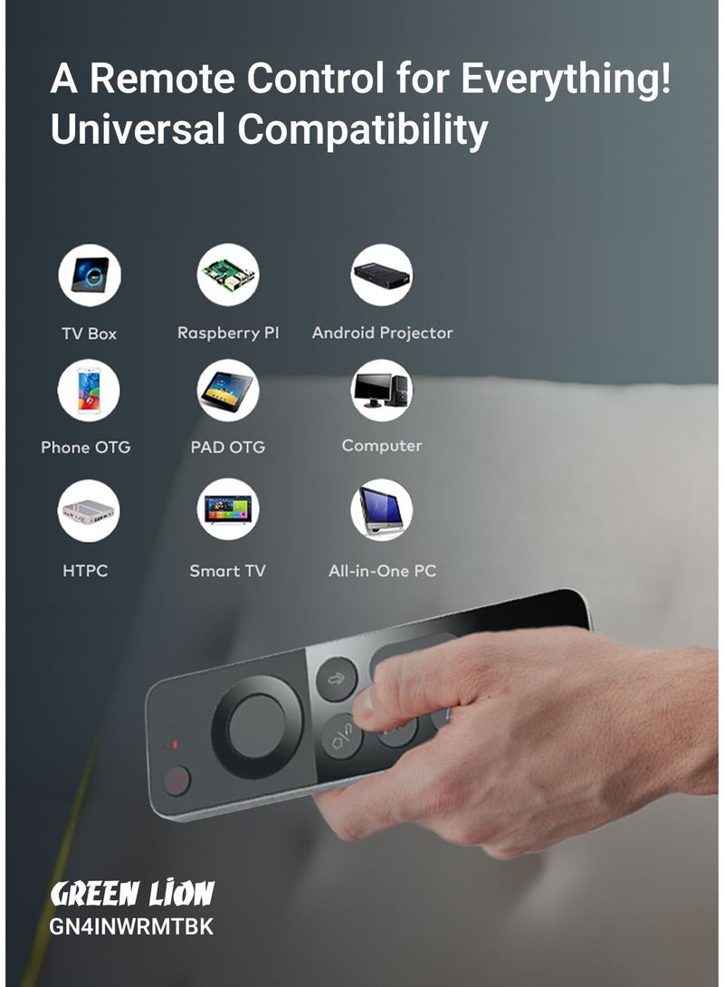 GREEN LION 4 in 1 Wireless Remote with Wireless Keyboard / Air mouse / IR Remote / Voice control / 12m Control Range / 20 Days Working Time / ABS Material / 1200 DPI / 58 Keys / Type-C Charging Port - Black - Image 5