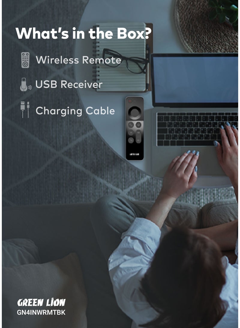 GREEN LION 4 in 1 Wireless Remote with Wireless Keyboard / Air mouse / IR Remote / Voice control / 12m Control Range / 20 Days Working Time / ABS Material / 1200 DPI / 58 Keys / Type-C Charging Port - Black - Image 4