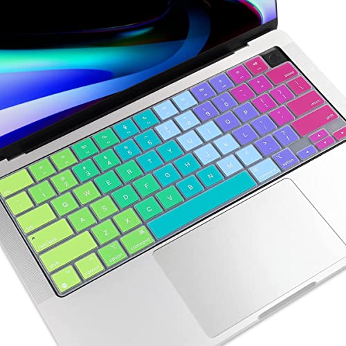 Oaky Keyboard Cover for 2021-2024 Release M3 M2 M1 Pro/Max Chip MacBook Pro 14 inch [A2918 A2992 A2779 A2442] & MacBook Pro 16 inch [A2991 A2780 A24858] Ultra Thin Keyboard Protective Skin - Rainbow - Image 1