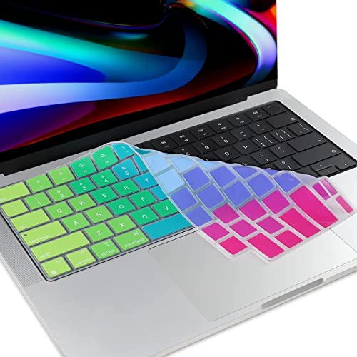Oaky Keyboard Cover for 2021-2024 Release M3 M2 M1 Pro/Max Chip MacBook Pro 14 inch [A2918 A2992 A2779 A2442] & MacBook Pro 16 inch [A2991 A2780 A24858] Ultra Thin Keyboard Protective Skin - Rainbow - Image 5