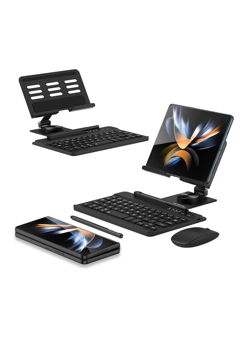 Aookay [4 in 1] Adjustable Stand for Samsung Fold 6/Fold 5/Fold 4/Huawei Mate X3//X5/Honor Magic V3/V2/VS2/Pixel Fold Series, Capacitor Pen, Bluetooth Mouse and Keyboard Set, Foldable Portable Phone Bracket  - Image 1