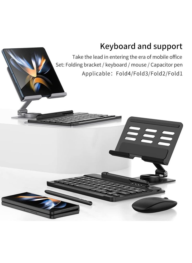 Aookay [4 in 1] Adjustable Stand for Samsung Fold 6/Fold 5/Fold 4/Huawei Mate X3//X5/Honor Magic V3/V2/VS2/Pixel Fold Series, Capacitor Pen, Bluetooth Mouse and Keyboard Set, Foldable Portable Phone Bracket  - Image 2