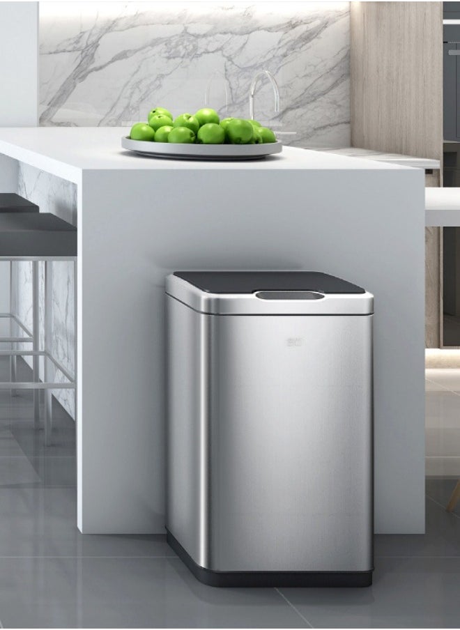EKO MIRAGE SERIES | 30L Automatic Motion Sensor Trash Can | Brushed Stainless Steel | Soft-Close Lid | Fingerprint-Resistant | Touchless Smart Waste Bin for Kitchen, Office, Bathroom | Metallic Grey  - Image 3