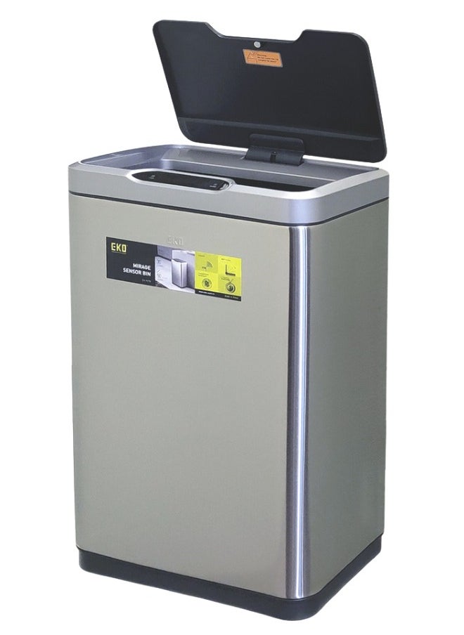EKO MIRAGE SERIES | 30L Automatic Motion Sensor Trash Can | Brushed Stainless Steel | Soft-Close Lid | Fingerprint-Resistant | Touchless Smart Waste Bin for Kitchen, Office, Bathroom | Metallic Grey  - Image 2