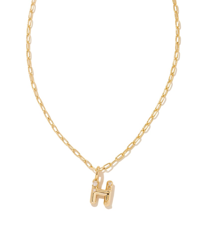 Kendra Scott Crystal Letter H Short Pendant Necklace, 14k Gold-Plated Brass, Fashion Jewelry for Women - Image 1