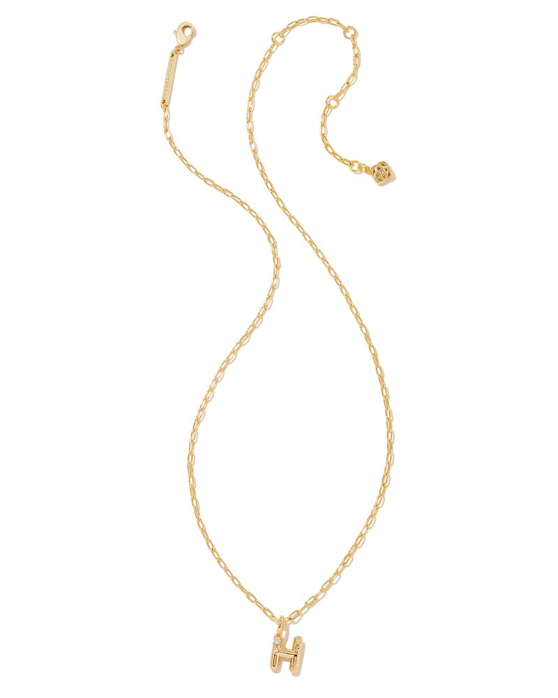 Kendra Scott Crystal Letter H Short Pendant Necklace, 14k Gold-Plated Brass, Fashion Jewelry for Women - Image 2