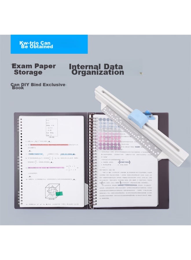 كيه دبليو تريو Kedeyou Xue Shenghuo 30-hole Punch A4/A5/B5 ثقابة ورق مزودة بزر انزلاقي لثقب وترتيب الأوراق متعددة الأحجام، مثقبة متعددة الوظائف - Image 2