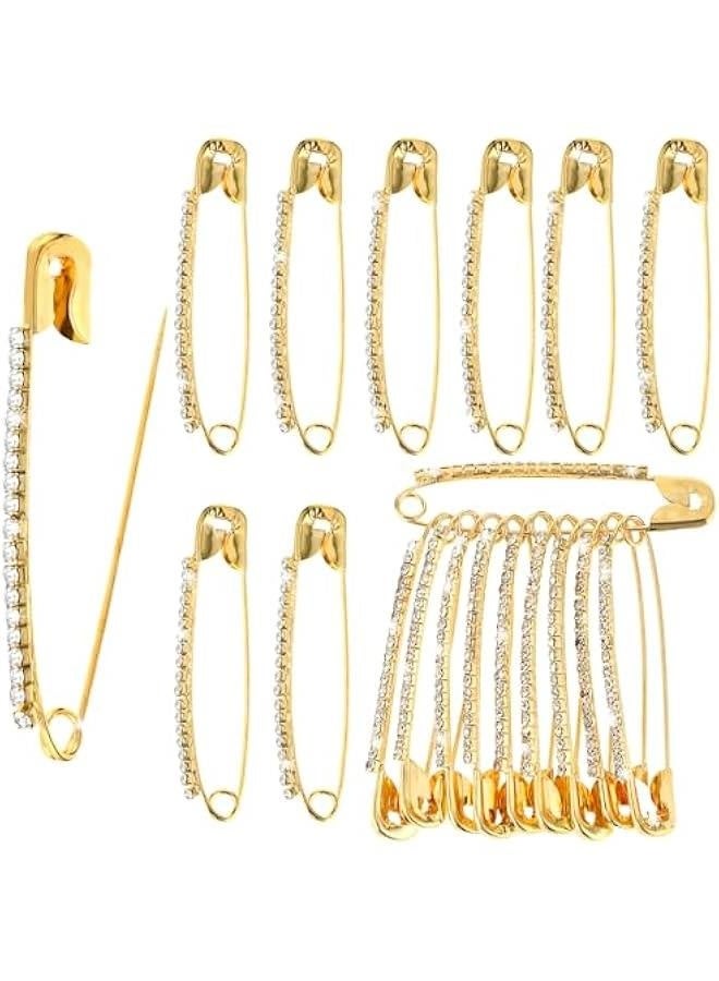 Generic 24PCS Gold Rhinestone Safety Pins, Gold Brooch Sweater Shawl Clips Faux Crystal Brooches Shiny Brooch Pins for Women - Image 1