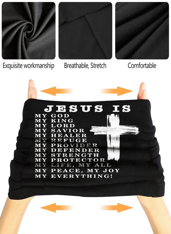 Jesus Is My God My King My Savior Christian White Neck Gaiter Face Cover Mask Bandana Gator Balaclava Tube Face Scarf Headband Outdoor Sport Mask Sun Protection for Men Women - Image 3