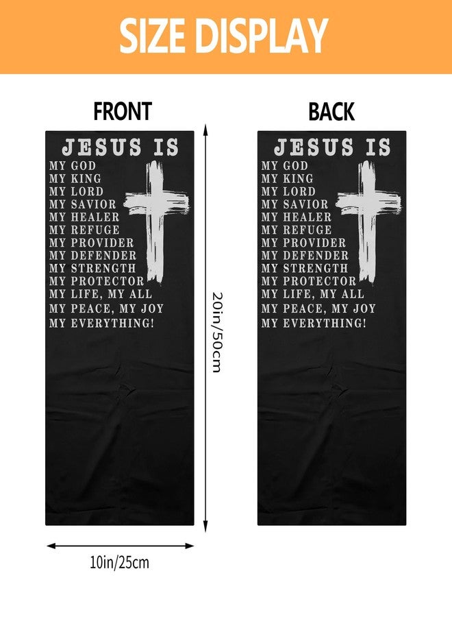 Jesus Is My God My King My Savior Christian White Neck Gaiter Face Cover Mask Bandana Gator Balaclava Tube Face Scarf Headband Outdoor Sport Mask Sun Protection for Men Women - Image 4
