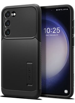 Spigen غطاء حماية سليم ارمور مع حامل لهاتف سامسونج جالكسي S23 بلس - أسود  - Image 1