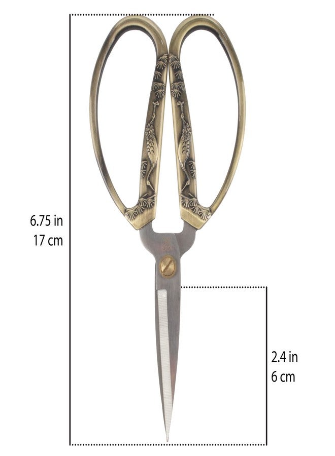 BambooMN JubileeYarn Crane Motif Large Embroidery Craft Scissors - Bronze - 1 Pair - Image 2