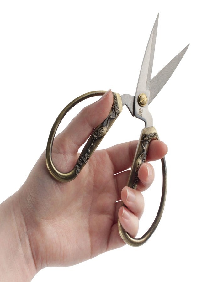 BambooMN JubileeYarn Crane Motif Large Embroidery Craft Scissors - Bronze - 1 Pair - Image 5