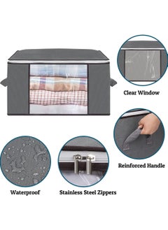 Rock Pow 3 Pack Clothes Storage Bag Large Capacity Under Bed Storage Organizer with Reinforced Handle Foldable Thick Fabric Storage Containers for Comforters Blankets Bedding  - Image 3